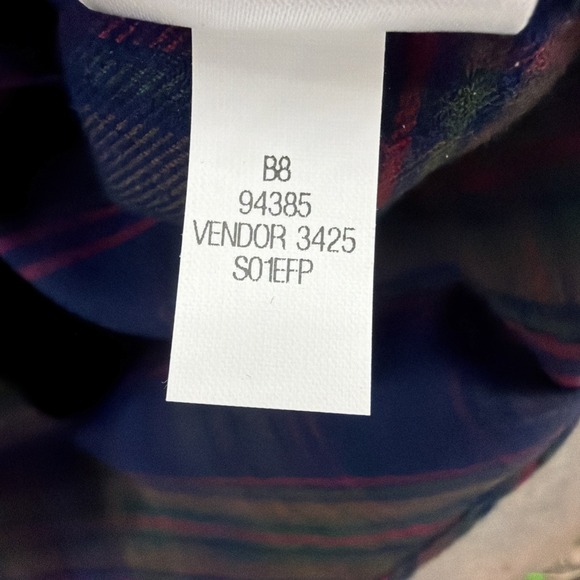 Vtg Lands End Mens Medium Portuguese Blue Plaid Cotton Flannel Button Down Shirt - Picture 9 of 12